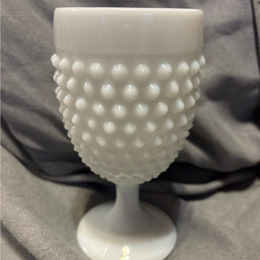 Fenton White Hobnail Goblet